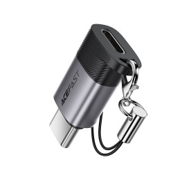 Acefast Adapter (J19) Lightning Female to USB C Male, 60W Charging, USB2.0 Data Transmission Gray