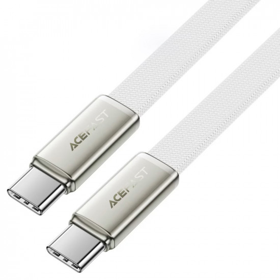 Acefast Data Cable (C24 03) Type C to Type C, Fast Charging, 60W, Ultra‑Thin Flat Design, Nylon Braided, 1.2m White