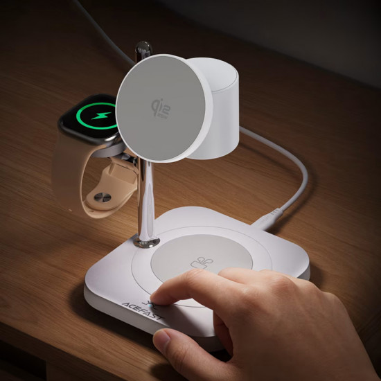 Acefast 3 in 1 Magnetic Wireless Charger (E39) Qi2.2, Phone + Watch + TWS, Night Light, 32.5W White Acefast 3 in 1 Magnetic Wireless Charger (E39) Qi2.2, Phone + Watch + TWS, Night Light, 32.5W White