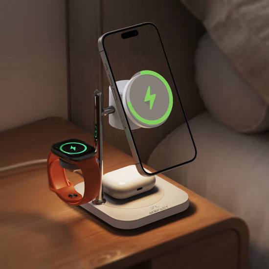 Acefast 3 in 1 Magnetic Wireless Charger (E39) Qi2.2, Phone + Watch + TWS, Night Light, 32.5W White Acefast 3 in 1 Magnetic Wireless Charger (E39) Qi2.2, Phone + Watch + TWS, Night Light, 32.5W White