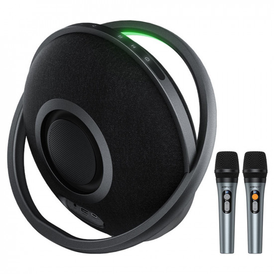Acefast Portable Wireless Speaker (K5 Max) with Dual Wireless Mics, 350W Peak, TWS Stereo, DSP, RGB Lights Black