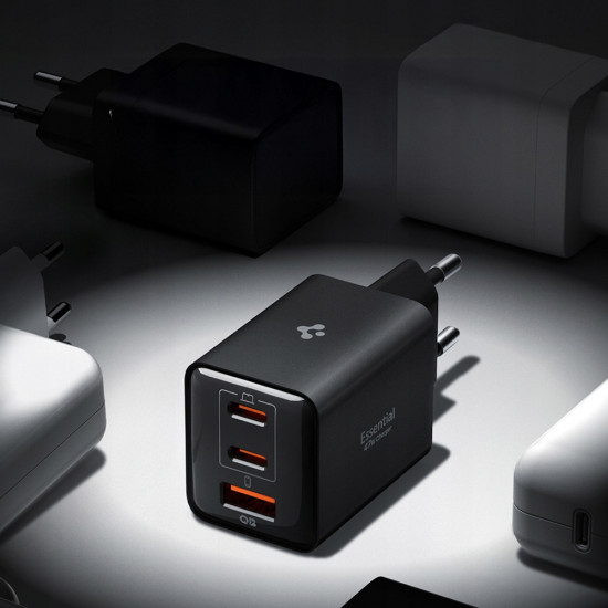 Spigen Wall Charger Essential EE473EU (ACH09465) USB, 2x Type C, Fast Charging, Quantum Boost, 47W Black