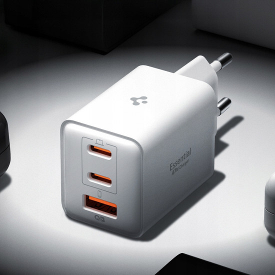 Spigen Wall Charger Essential EE473EU (ACH09464) USB, 2x Type C, Fast Charging, Quantum Boost, 47W White Spigen Wall Charger Essential EE473EU (ACH09464) USB, 2x Type C, Fast Charging, Quantum Boost, 47W White