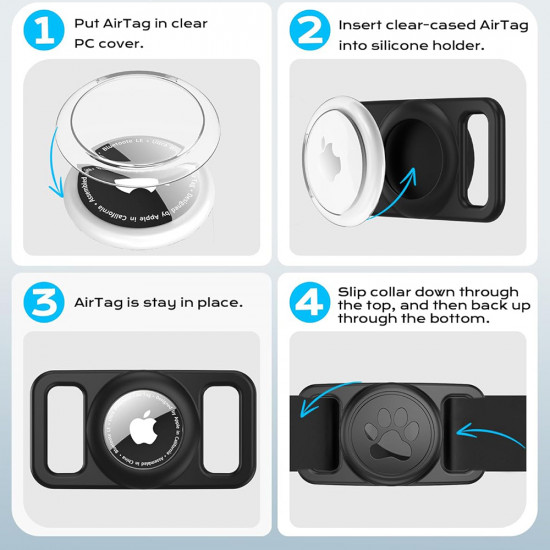 Techsuit AirTag Dog Collar Holder BuddyGuard (DG1) Full Body Cover, Waterproof, for Collars 0.6"–1.3" Wide Black Techsuit AirTag Dog Collar Holder BuddyGuard (DG1) Full Body Cover, Waterproof, for Collars 0.6"–1.3" Wide Black