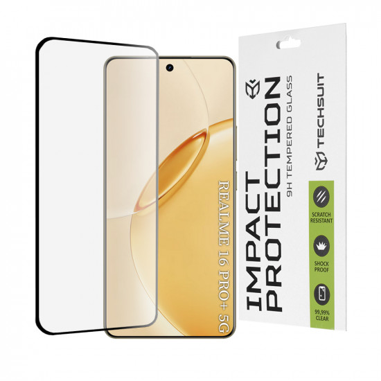 Techsuit 111D Full Cover / Full Glue Glass / 3D Curved Screen Realme 16 Pro+ Black