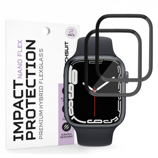 Techsuit Nano Flex (2 pack) Apple Watch 7 / 8 / 9 45mm Black
