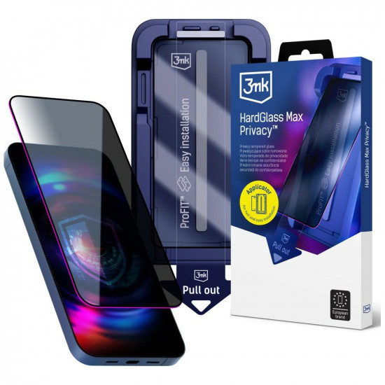 Privacy tempered glass 3MK HardGlass Max Privacy with applicator for Samsung Galaxy S25 Ultra black