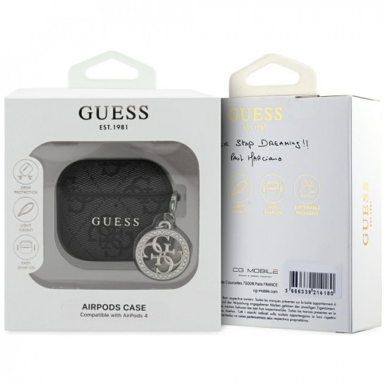 Guess 4G Strass Charm Case for AirPods 4 Black