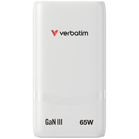Verbatim Fold n Go mains charger GaN 65W white 32355