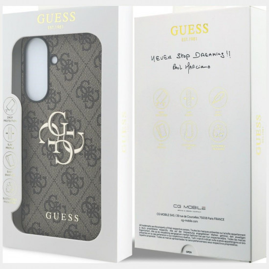 Case Guess Leather 4G Metal Logo for Samsung Galaxy A37 5G brown