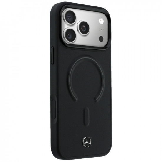 Case Mercedes Leather 3D MagSafe for iPhone 17 Pro black Case Mercedes Leather 3D MagSafe for iPhone 17 Pro black
