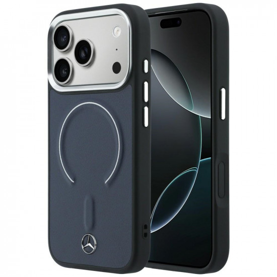 Case Mercedes Leather 3D MagSafe for iPhone 17 Pro Max navy Case Mercedes Leather 3D MagSafe for iPhone 17 Pro Max navy