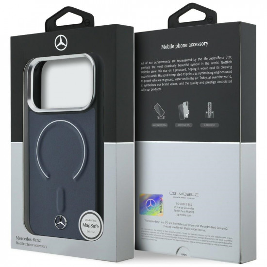 Case Mercedes Leather 3D MagSafe for iPhone 17 Pro Max navy Case Mercedes Leather 3D MagSafe for iPhone 17 Pro Max navy