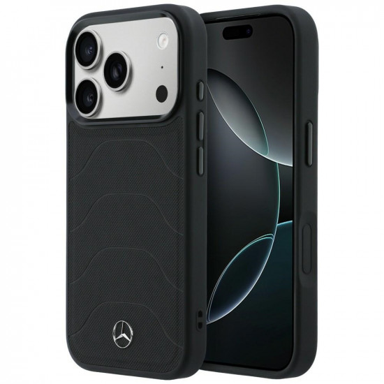 Case Mercedes Leather Mesh with Bow Line MagSafe for iPhone 17 Pro black