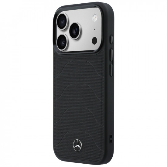 Case Mercedes Leather Mesh with Bow Line MagSafe for iPhone 17 Pro black