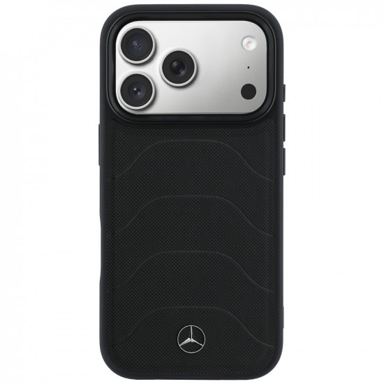 Case Mercedes Leather Mesh with Bow Line MagSafe for iPhone 17 Pro black