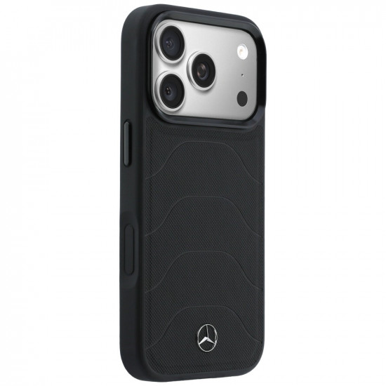 Case Mercedes Leather Mesh with Bow Line MagSafe for iPhone 17 Pro black