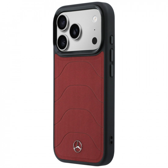 Case Mercedes Leather Mesh with Bow Line MagSafe for iPhone 17 Pro red Case Mercedes Leather Mesh with Bow Line MagSafe for iPhone 17 Pro red