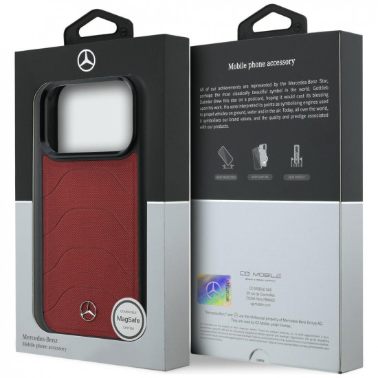 Case Mercedes Leather Mesh with Bow Line MagSafe for iPhone 17 Pro red Case Mercedes Leather Mesh with Bow Line MagSafe for iPhone 17 Pro red