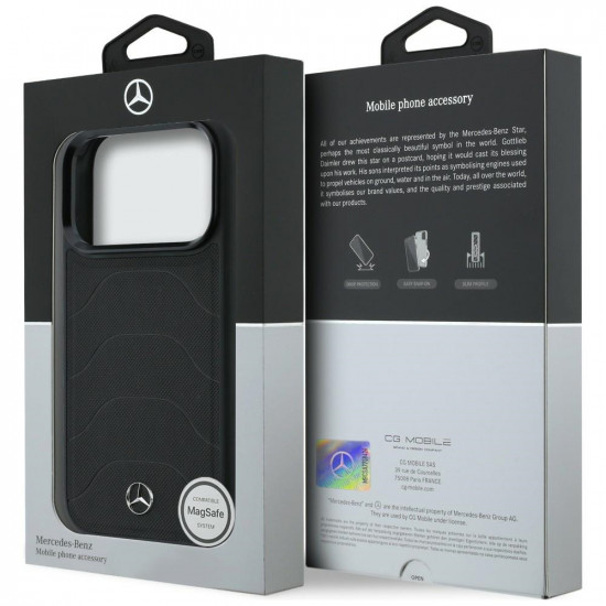 Case Mercedes Leather Mesh with Bow Line MagSafe for iPhone 17 Pro Max black Case Mercedes Leather Mesh with Bow Line MagSafe for iPhone 17 Pro Max black
