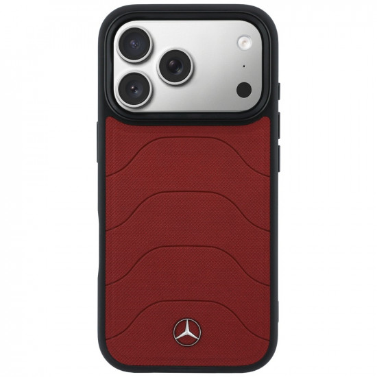 Case Mercedes Leather Mesh with Bow Line MagSafe for iPhone 17 Pro Max red