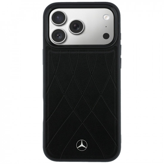 Case Mercedes Leather with Crossed Lines MagSafe for iPhone 17 Pro black