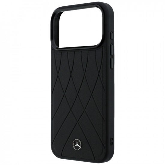 Case Mercedes Leather with Crossed Lines MagSafe for iPhone 17 Pro black