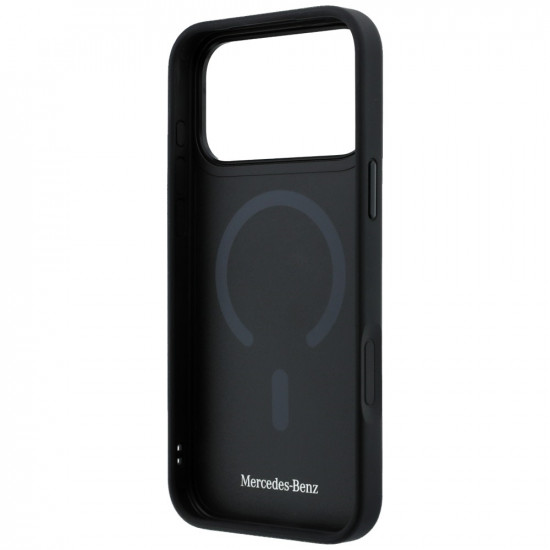 Case Mercedes Leather with Crossed Lines MagSafe for iPhone 17 Pro black