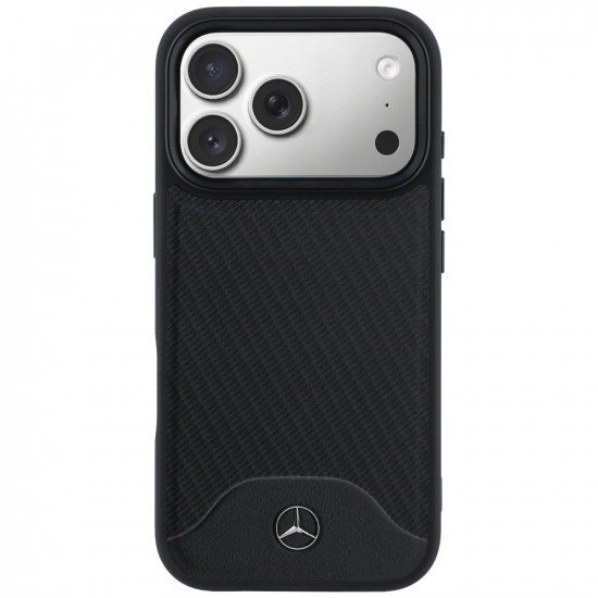Case Mercedes Leather Wood Effect and Curve MagSafe for iPhone 17 Pro black