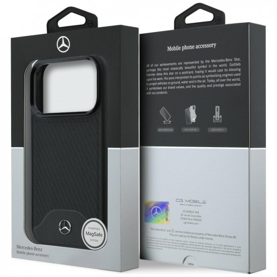 Case Mercedes Leather Wood Effect and Curve MagSafe for iPhone 17 Pro black