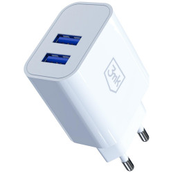 3MK FlowPower Wall Charger 2xUSB-A 10W 2.4A White 3MK FlowPower Wall Charger 2xUSB-A 10W 2.4A White