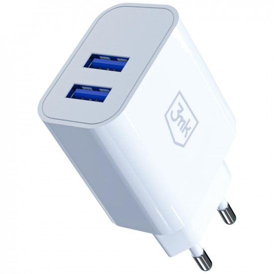 3MK FlowPower Wall Charger 2xUSB-A 10W 2.4A White 3MK FlowPower Wall Charger 2xUSB-A 10W 2.4A White