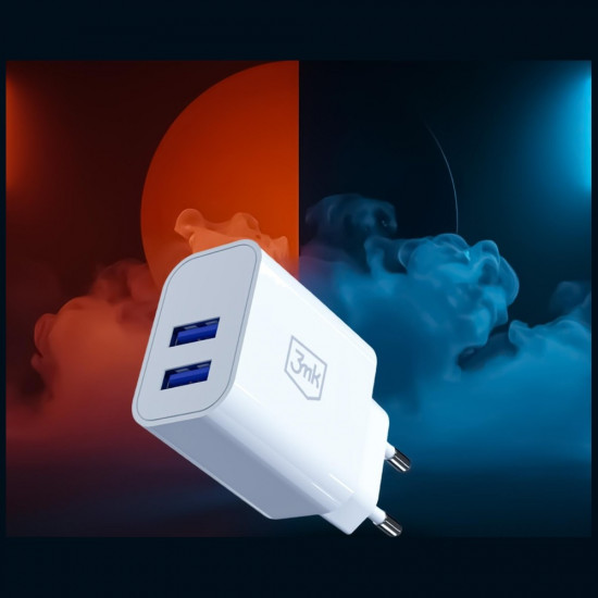 3MK FlowPower Wall Charger 2xUSB-A 10W 2.4A White 3MK FlowPower Wall Charger 2xUSB-A 10W 2.4A White