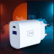 3MK FlowPower Wall Charger USB-A + USB-C 25W PD QC4+ White 3MK FlowPower Wall Charger USB-A + USB-C 25W PD QC4+ White