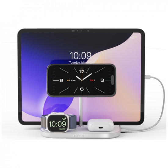 Zens 4-in-1 Qi 2.0 60W USB-C Magnetic Induction Charger silver Zens 4-in-1 Qi 2.0 60W USB-C Magnetic Induction Charger silver