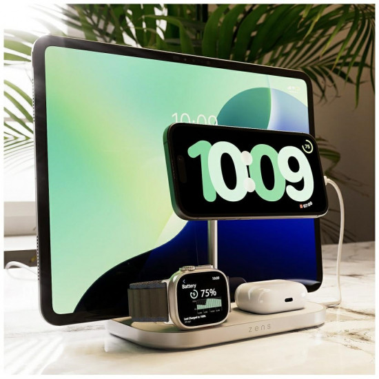 Zens 4-in-1 Qi 2.0 60W USB-C Magnetic Induction Charger silver Zens 4-in-1 Qi 2.0 60W USB-C Magnetic Induction Charger silver