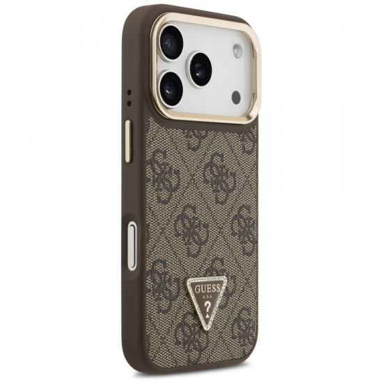 Guess Hardcase 4G Triangle Logo MagSafe with Stand Camera (GUHMP17LPCS4GPTW) iPhone 17 Pro Brown