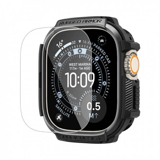 Spigen Rugged Armor + Screen Protector (ACS11414) Apple Watch Ultra / Ultra 2 / Ultra 3 Black