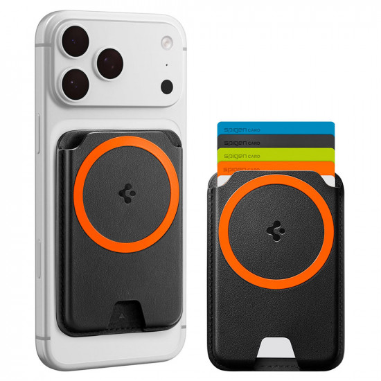 Spigen Valentinus Wallet MagFit+ (AFA11336) for 5 x Cards Easy Access, Minimalist Construction, PU Leather Black Spigen Valentinus Wallet MagFit+ (AFA11336) for 5 x Cards Easy Access, Minimalist Construction, PU Leather Black