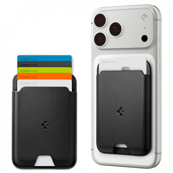 Spigen Valentinus Wallet MagFit (AFA11337) for 5 x Cards Easy Access, Minimalist Construction, PU Leather Black Spigen Valentinus Wallet MagFit (AFA11337) for 5 x Cards Easy Access, Minimalist Construction, PU Leather Black