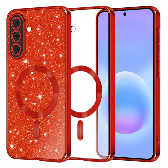 Techsuit Luxury Glitter MagSafe Samsung Galaxy A57 5G Red Techsuit Luxury Glitter MagSafe Samsung Galaxy A57 5G Red