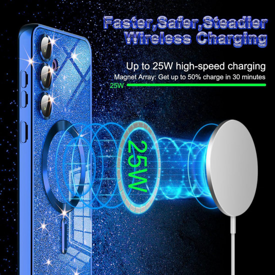 Techsuit Luxury Glitter MagSafe Samsung Galaxy A37 5G Light Blue Techsuit Luxury Glitter MagSafe Samsung Galaxy A37 5G Light Blue