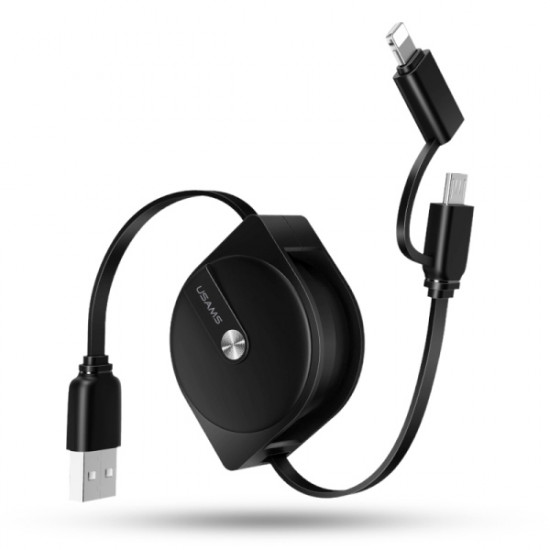 USAMS U1 2in1 retractable cable 1m black/bla ck (lightning/microUSB) SJ192USB01 (US-SJ192) USAMS U1 2in1 retractable cable 1m black/bla ck (lightning/microUSB) SJ192USB01 (US-SJ192)