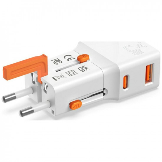 Travel charger 4smarts World Travel Adapter Nomad Pocket 25W USB-C/USB-A white
