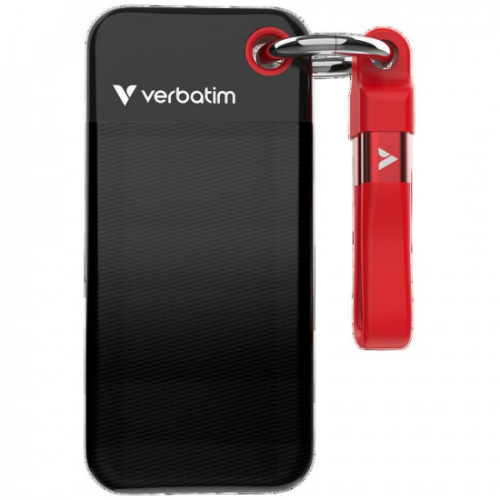 External Drive Verbatim Pocket SSD 512GB - keychain with USB-C cable 3.2 gen.2 black blue 32284