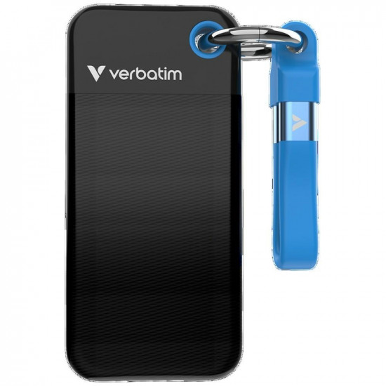 External Drive Verbatim Pocket SSD 512GB - keychain with USB-C cable 3.2 gen.2 black blue 32283