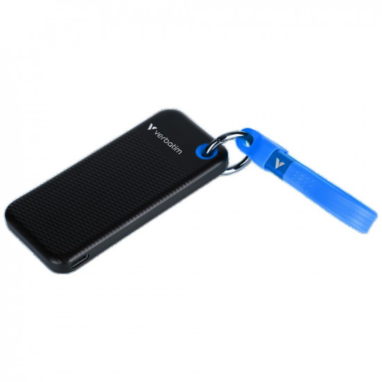 External Drive Verbatim Pocket SSD 512GB - keychain with USB-C cable 3.2 gen.2 black blue 32283