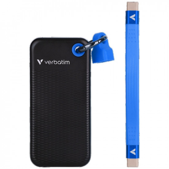 External Drive Verbatim Pocket SSD 512GB - keychain with USB-C cable 3.2 gen.2 black blue 32283