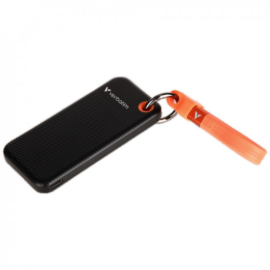 External Drive Verbatim Pocket SSD 512GB - keychain with USB-C cable 3.2 gen.2 black orange 32285