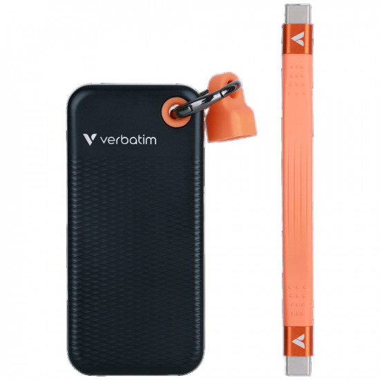 External Drive Verbatim Pocket SSD 512GB - keychain with USB-C cable 3.2 gen.2 black orange 32285